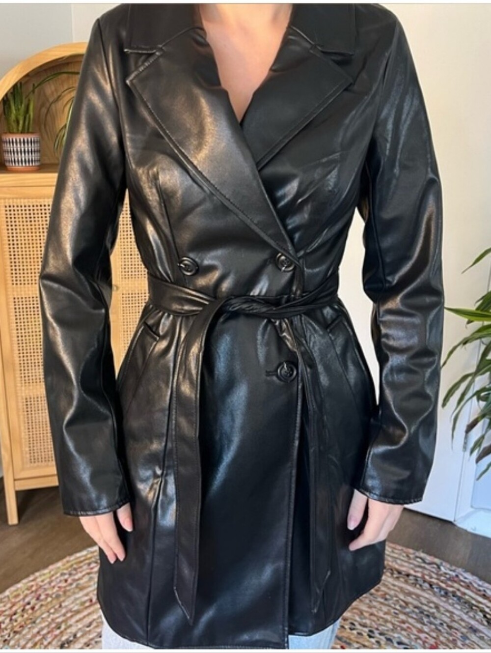 H&M Vegan Leather Trench Coat